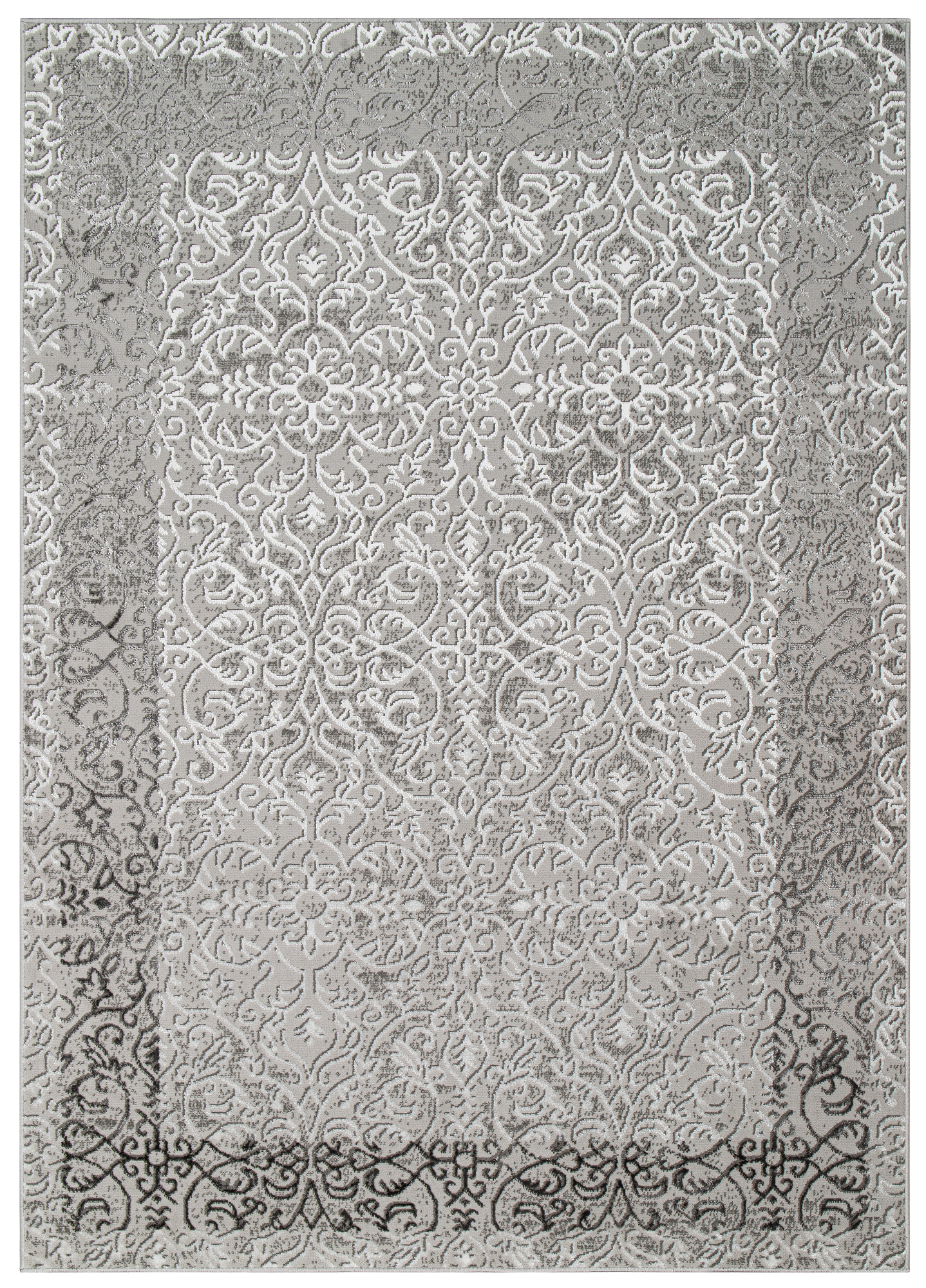 Teppich Kurzflor Grau Beige Glänzend Rahmen Floral Klassisch 3D Effekt ÖKOTEX - Bild 15 von 25