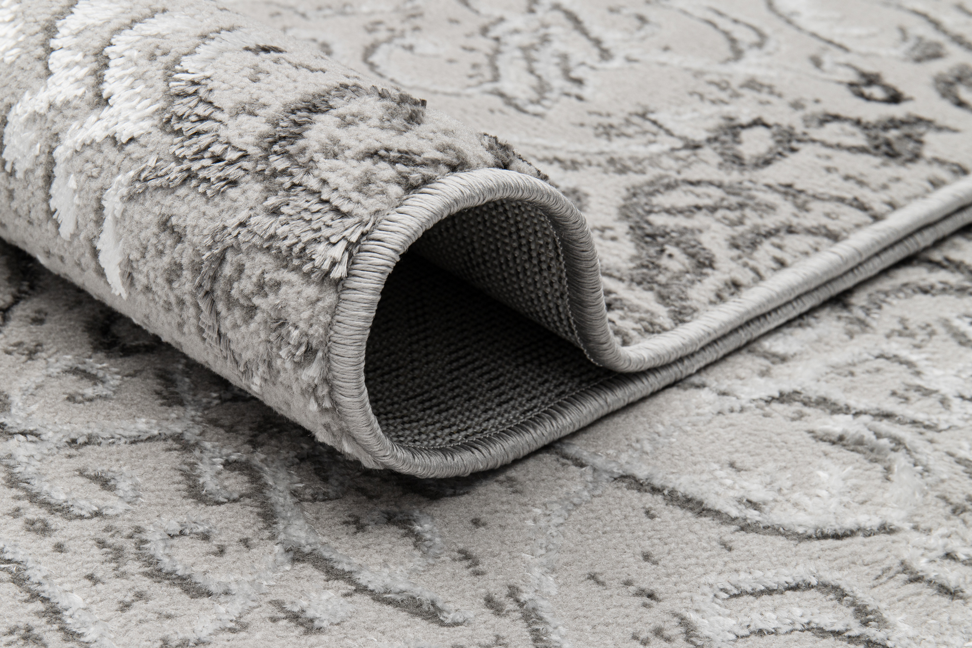 Teppich Kurzflor Grau Beige Glänzend Rahmen Floral Klassisch 3D Effekt ÖKOTEX - Bild 24 von 25