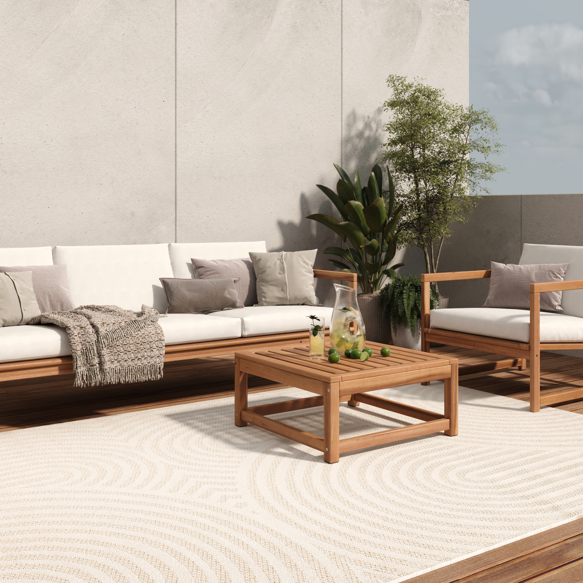 Alfombra Crema Exterior Interior Moderna Tela Plana Impermeable Salón Terraza - Imagen 24 de 41