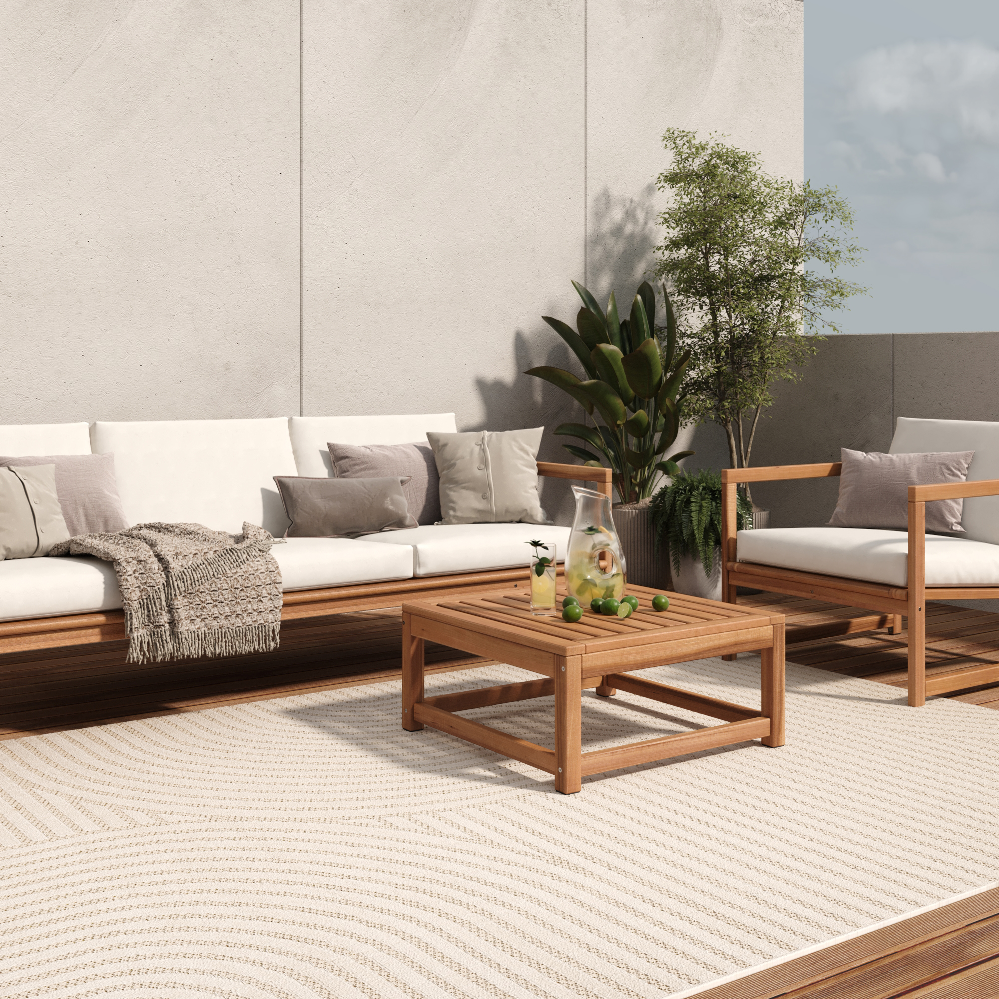 Alfombra Crema Exterior Interior Moderna Tela Plana Impermeable Salón Terraza - Imagen 4 de 41