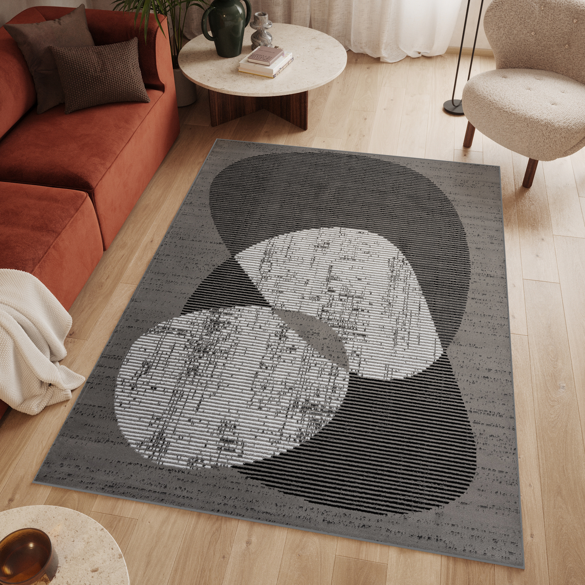 Tappeto 200x300 soggiorno pelo corto grigio moderno motivo geometrico ÖKOTEX - Foto 12 di 41