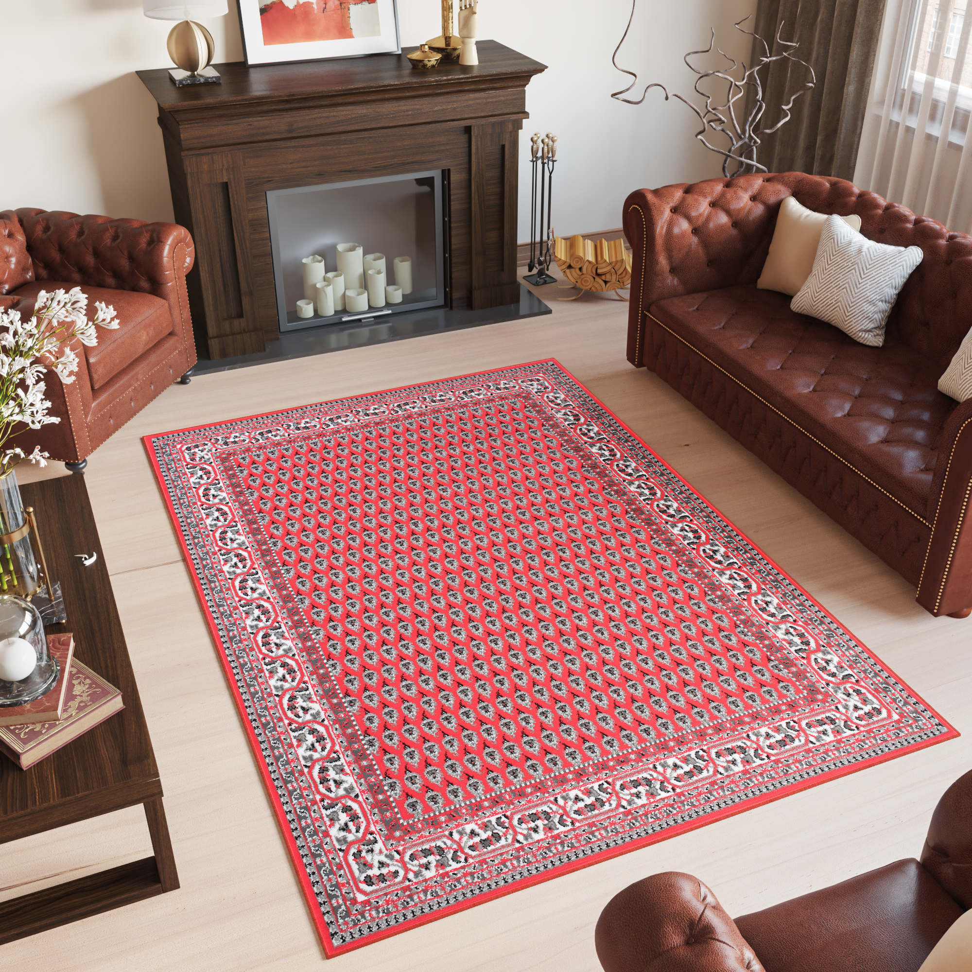 Teppich Modern Blumen Ornament Beige Braun Rot Lila Wohzimmer Schlafzimmer - Bild 10 von 41