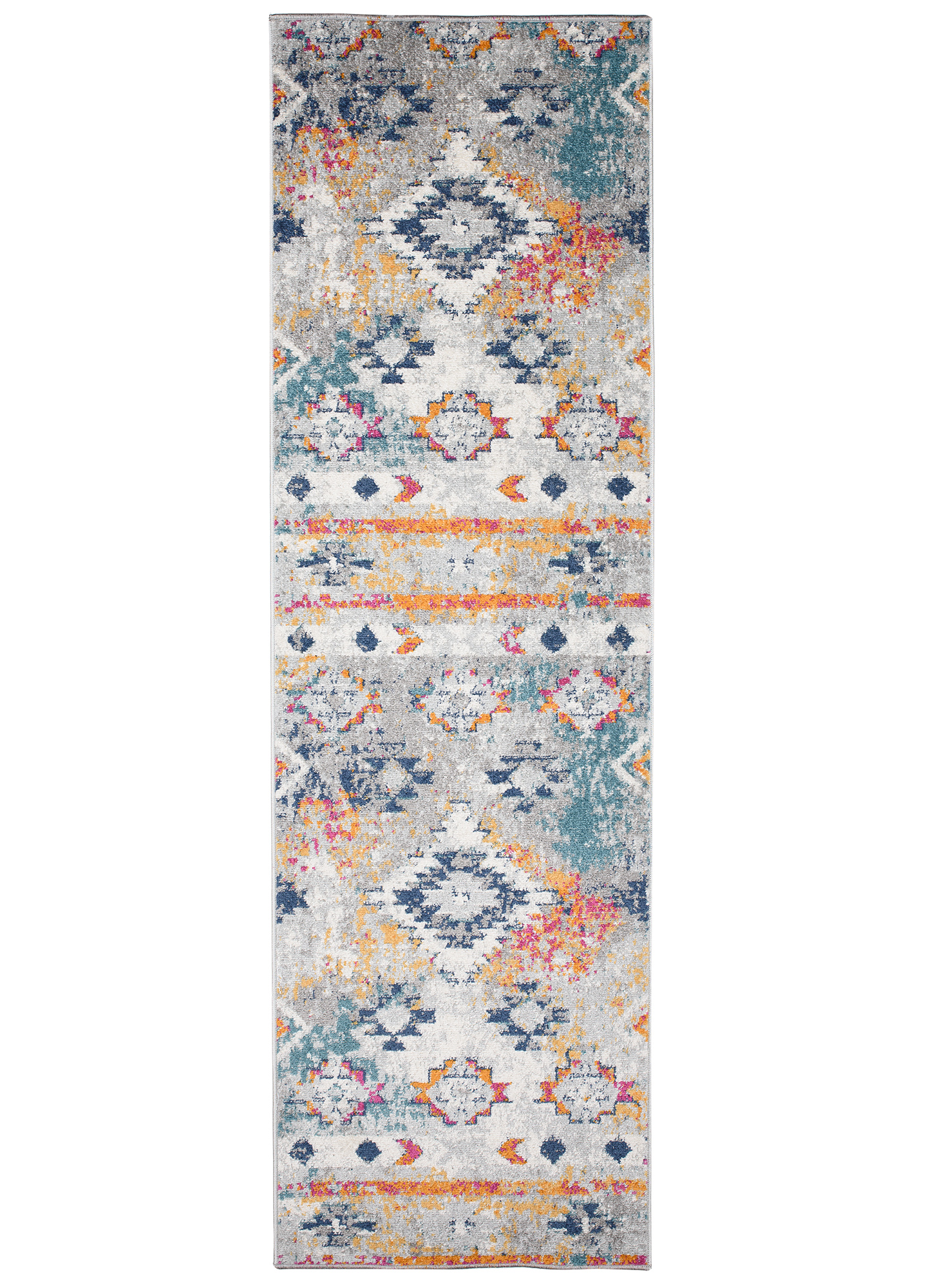 Moderner Teppich Läufer Ethno Design Mehrfarbig Grau Wohnzimmer Flur | eBay