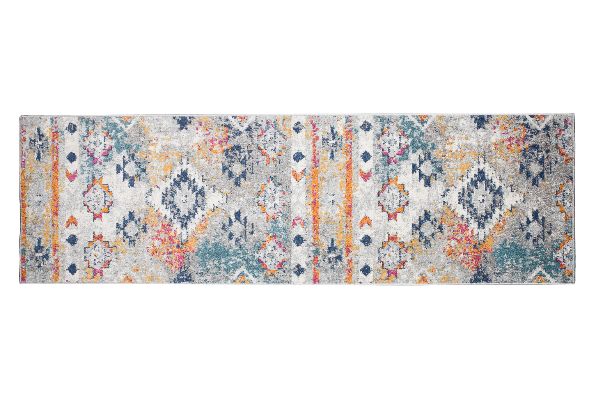 Moderner Teppich Läufer Ethno Design Mehrfarbig Grau Wohnzimmer Flur | eBay | Kurzflor-Läufer