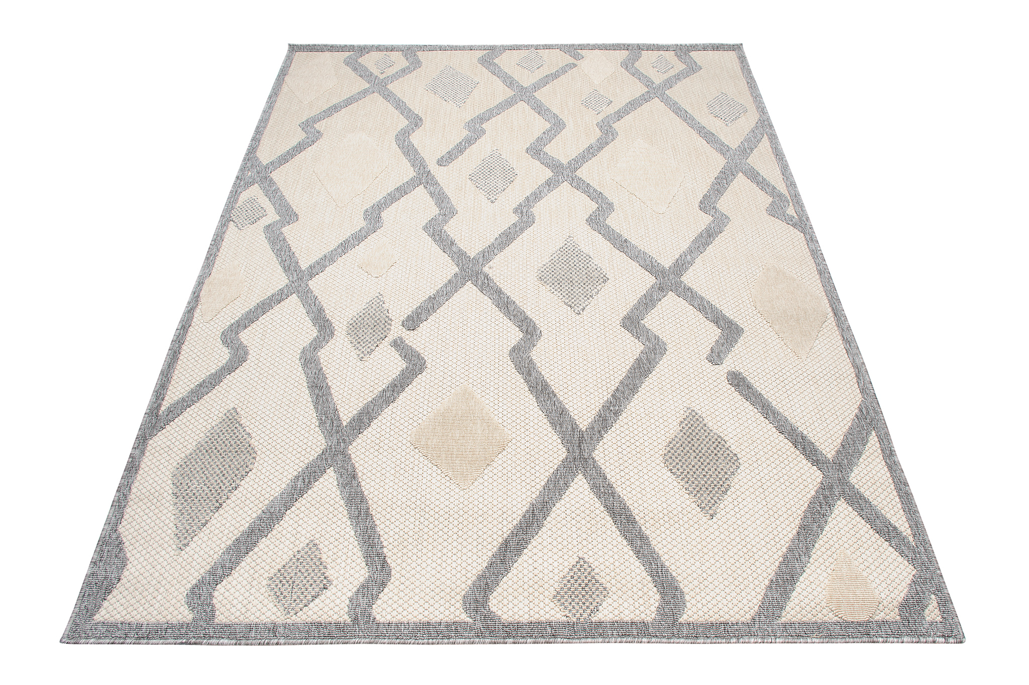Alfombra Interior Exterior Balcón Salón Gris Crema Moderna Efecto 3D ÖKOTEX - Imagen 18 de 61