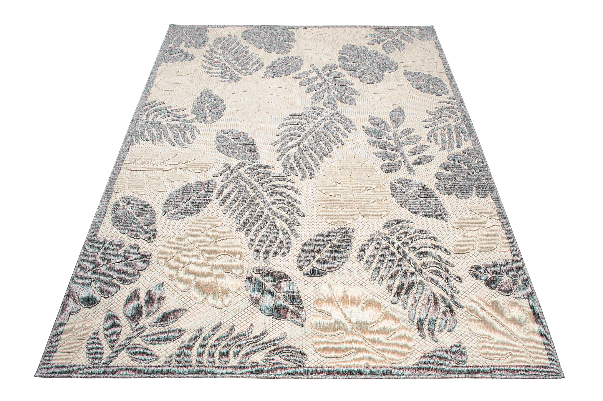 Alfombra interior exterior gris crema terraza balcón salón aspecto 3D moderno - Imagen 8 de 41