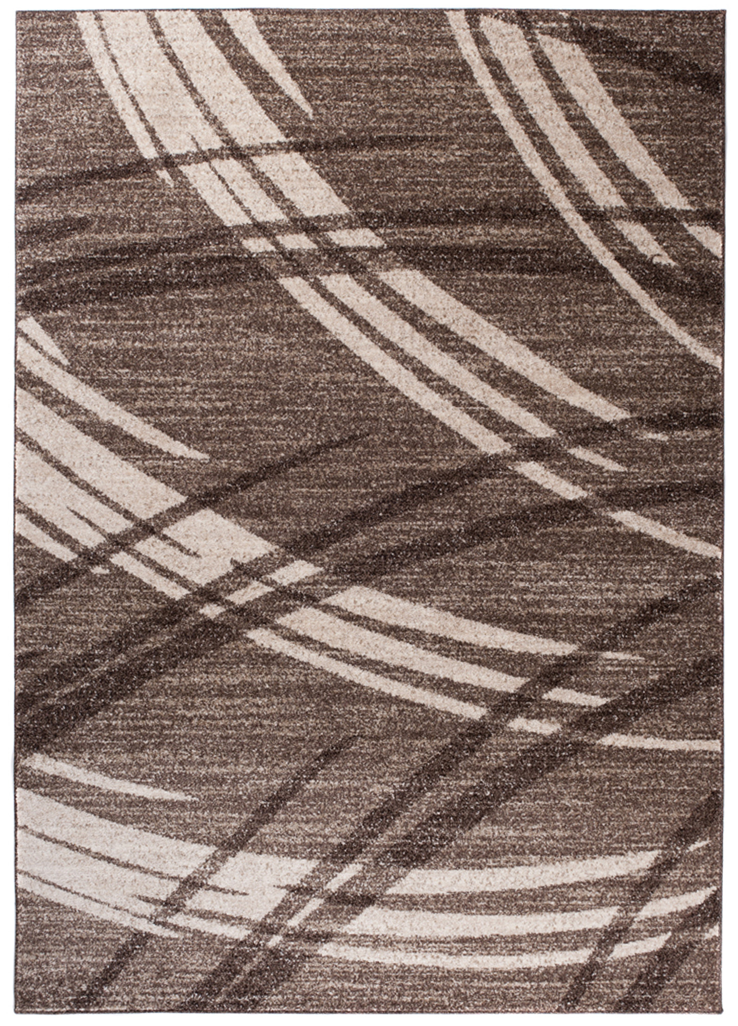Alfombra de pelo corto moderno marrón patrón geométrico rayas figuras salón - Imagen 24 de 45