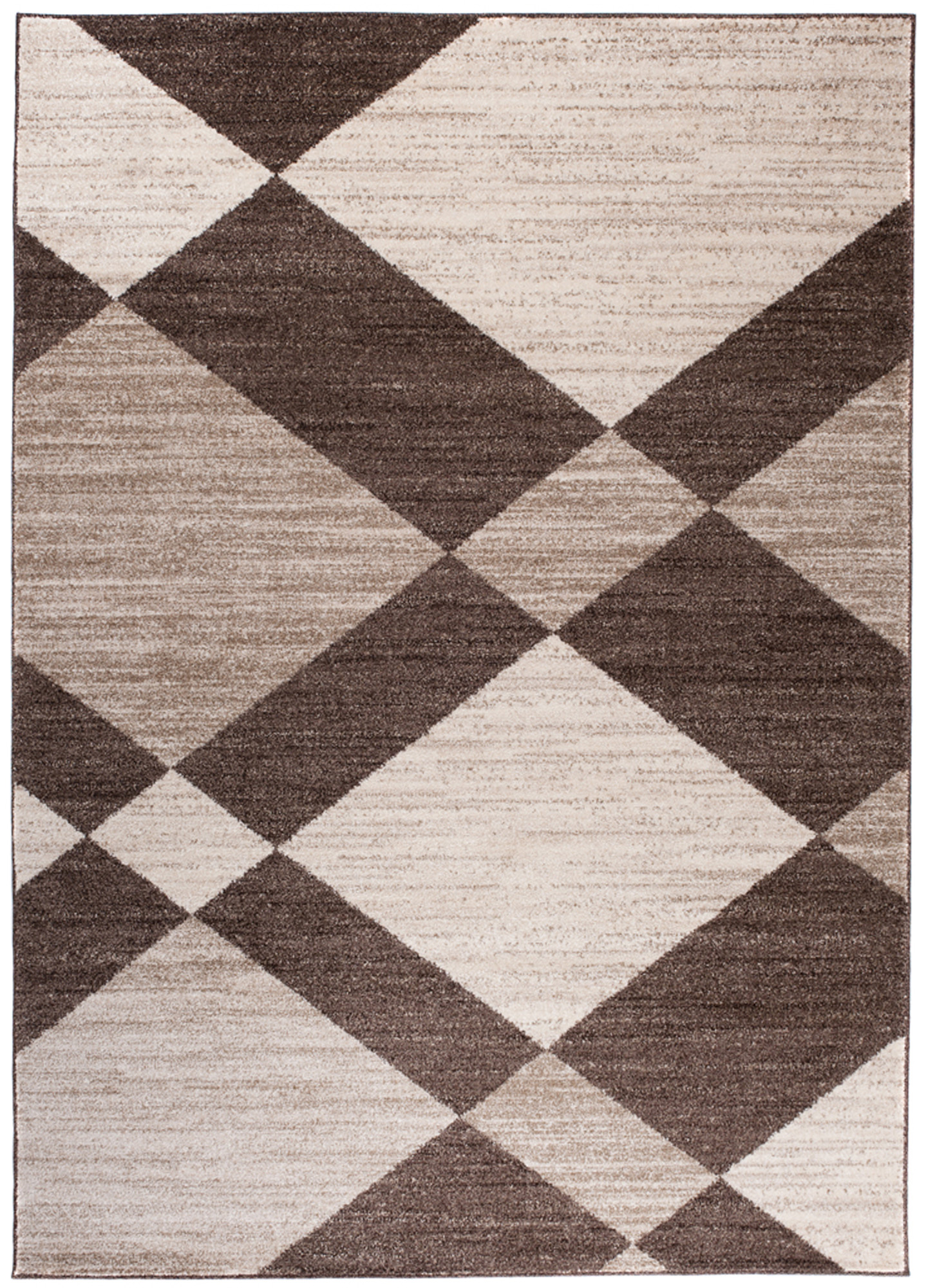Alfombra de pelo corto moderno marrón patrón geométrico rayas figuras salón - Imagen 17 de 45