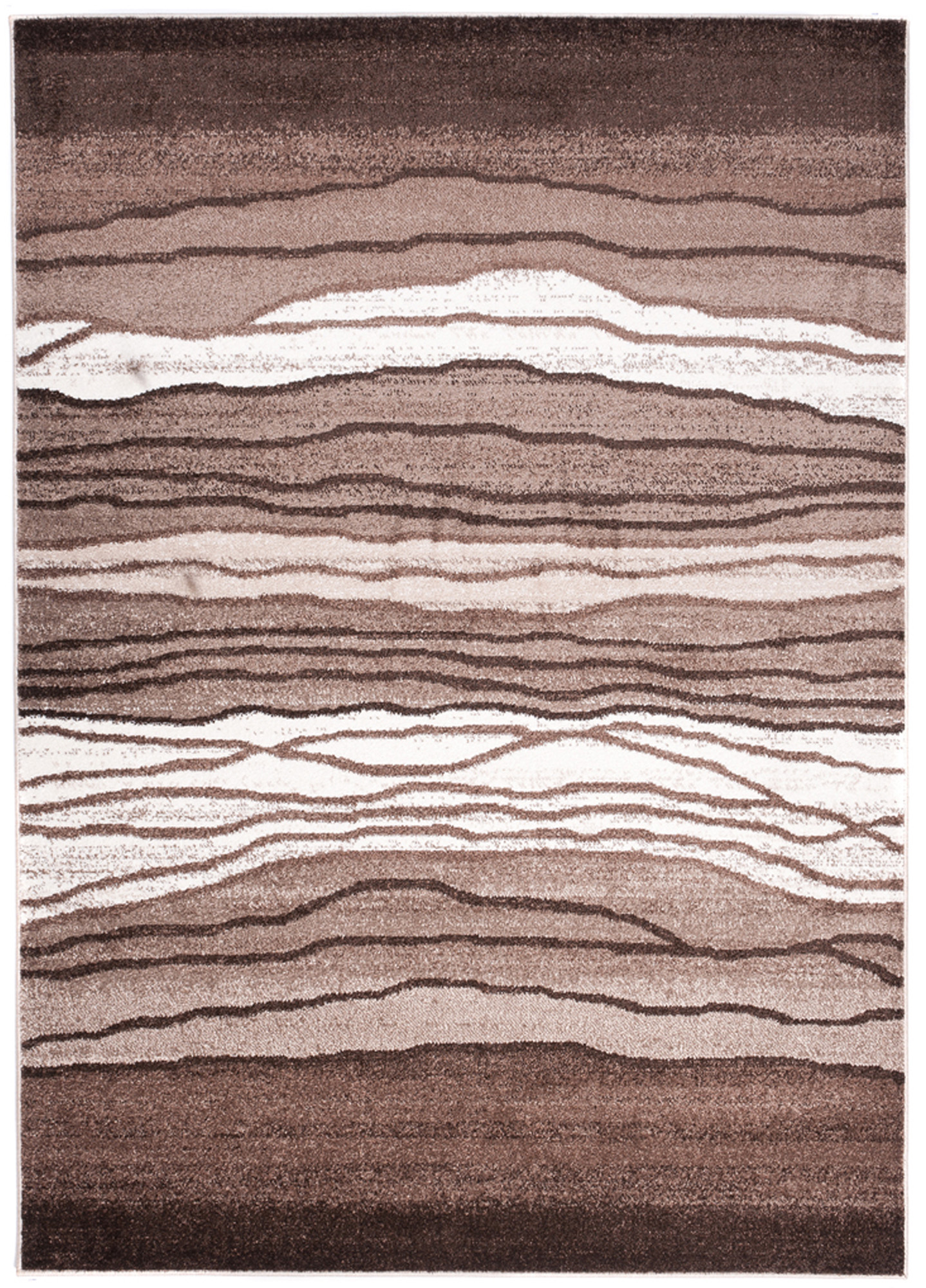 Alfombra de pelo corto moderno marrón patrón geométrico rayas figuras salón - Imagen 40 de 45