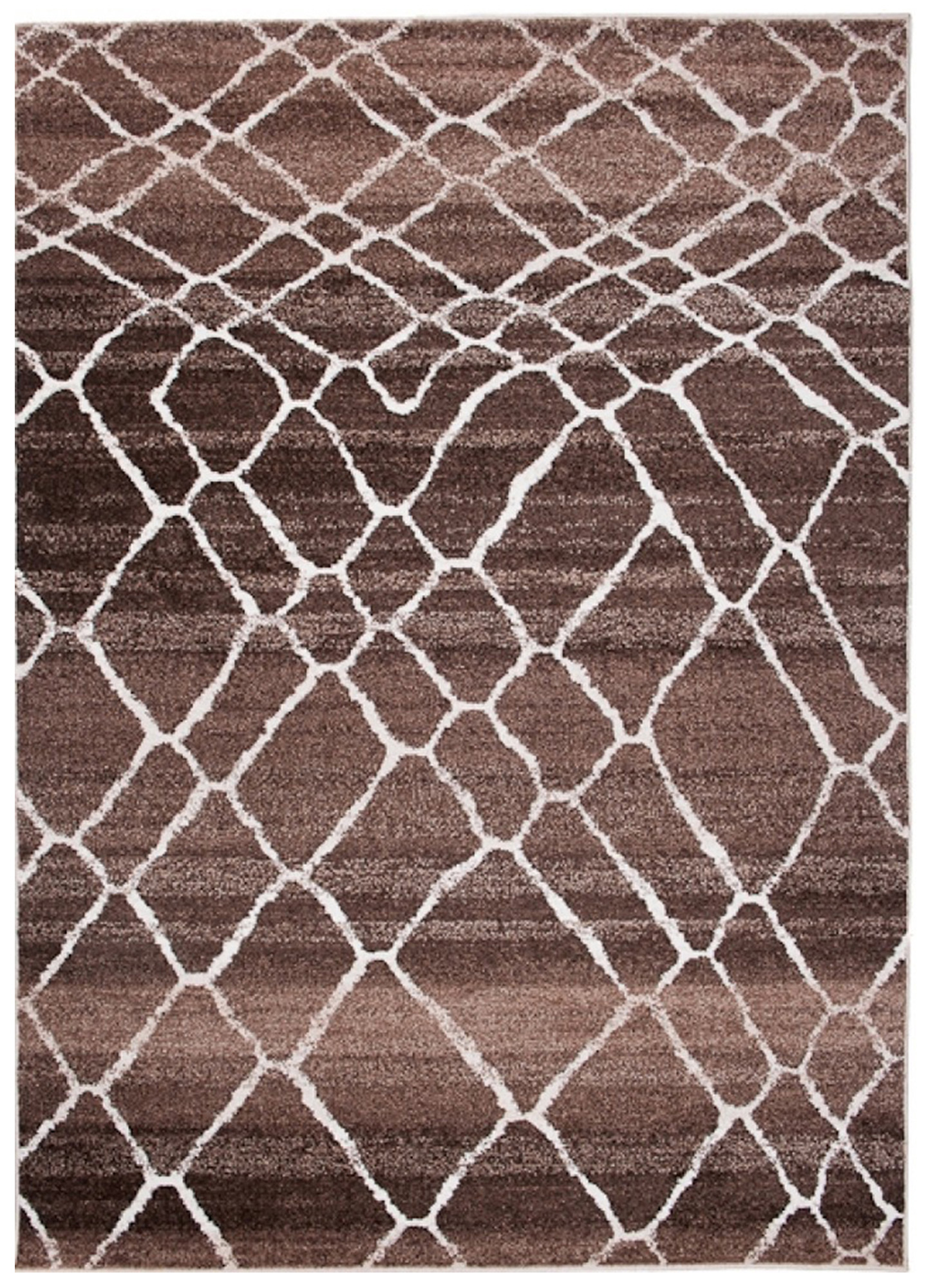 Alfombra de pelo corto moderno marrón patrón geométrico rayas figuras salón - Imagen 32 de 45