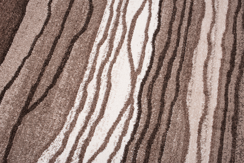 Alfombra de pelo corto moderno marrón patrón geométrico rayas figuras salón - Imagen 41 de 45
