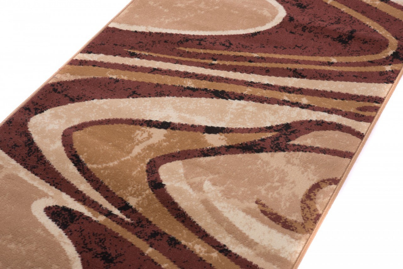 Teppichläufer Wohnzimmer Flur Kurzflor pflegeleicht grau braun Wellenmuster NEU - Bild 10 von 14