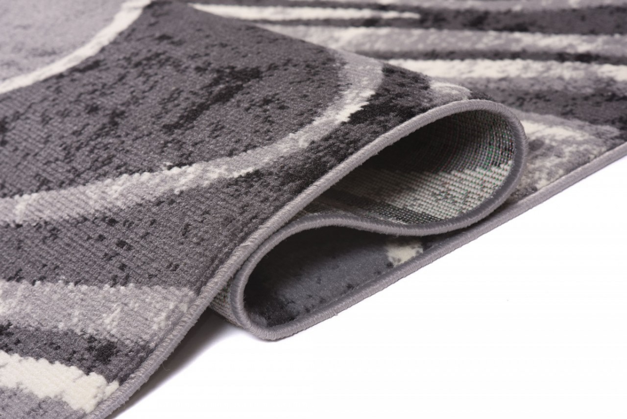 Teppichläufer Wohnzimmer Flur Kurzflor pflegeleicht grau braun Wellenmuster NEU - Bild 5 von 14