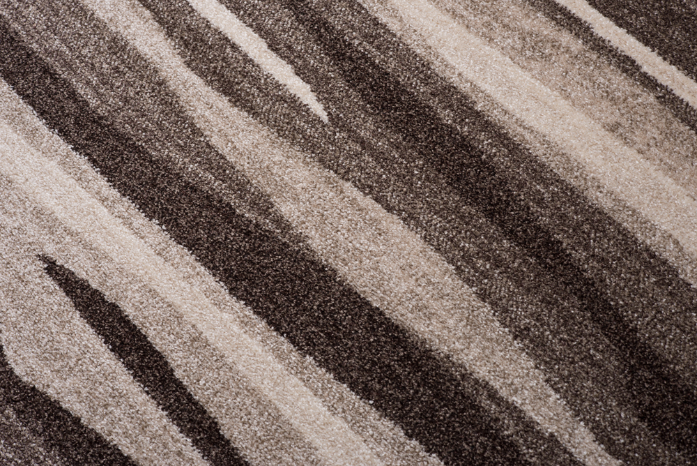Alfombra de pelo corto moderno marrón patrón geométrico rayas figuras salón - Imagen 11 de 45