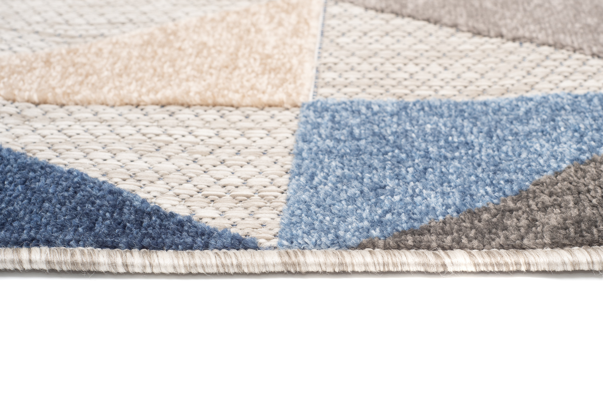 Alfombra Exterior Tela Plana Moderna Geométrica Interior Aspecto 3D Beige Gris Crema - Imagen 7 de 11