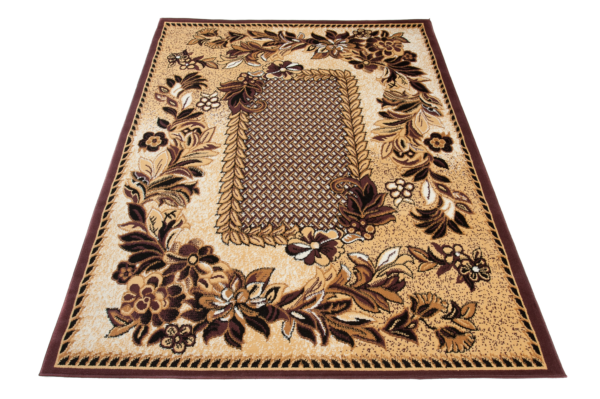 Teppich Modern Blumen Ornament Beige Braun Rot Lila Wohzimmer Schlafzimmer - Bild 32 von 41