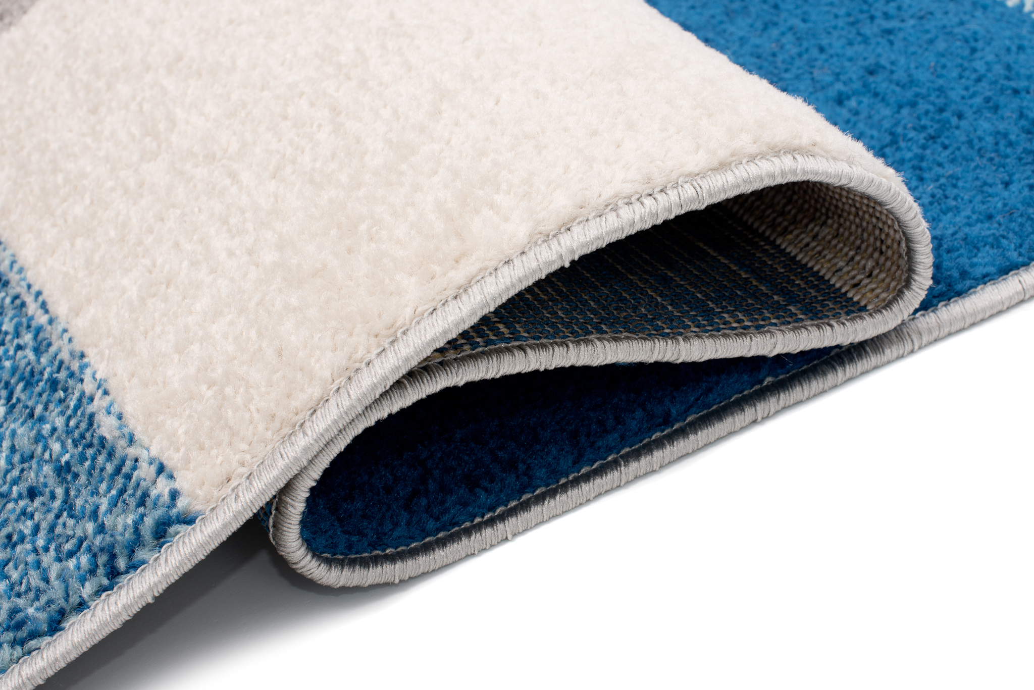 Wohnzimmer Teppich Kurzflor Blau Grau Geometrisch Vierecke Jugendzimmer - Bild 7 von 9