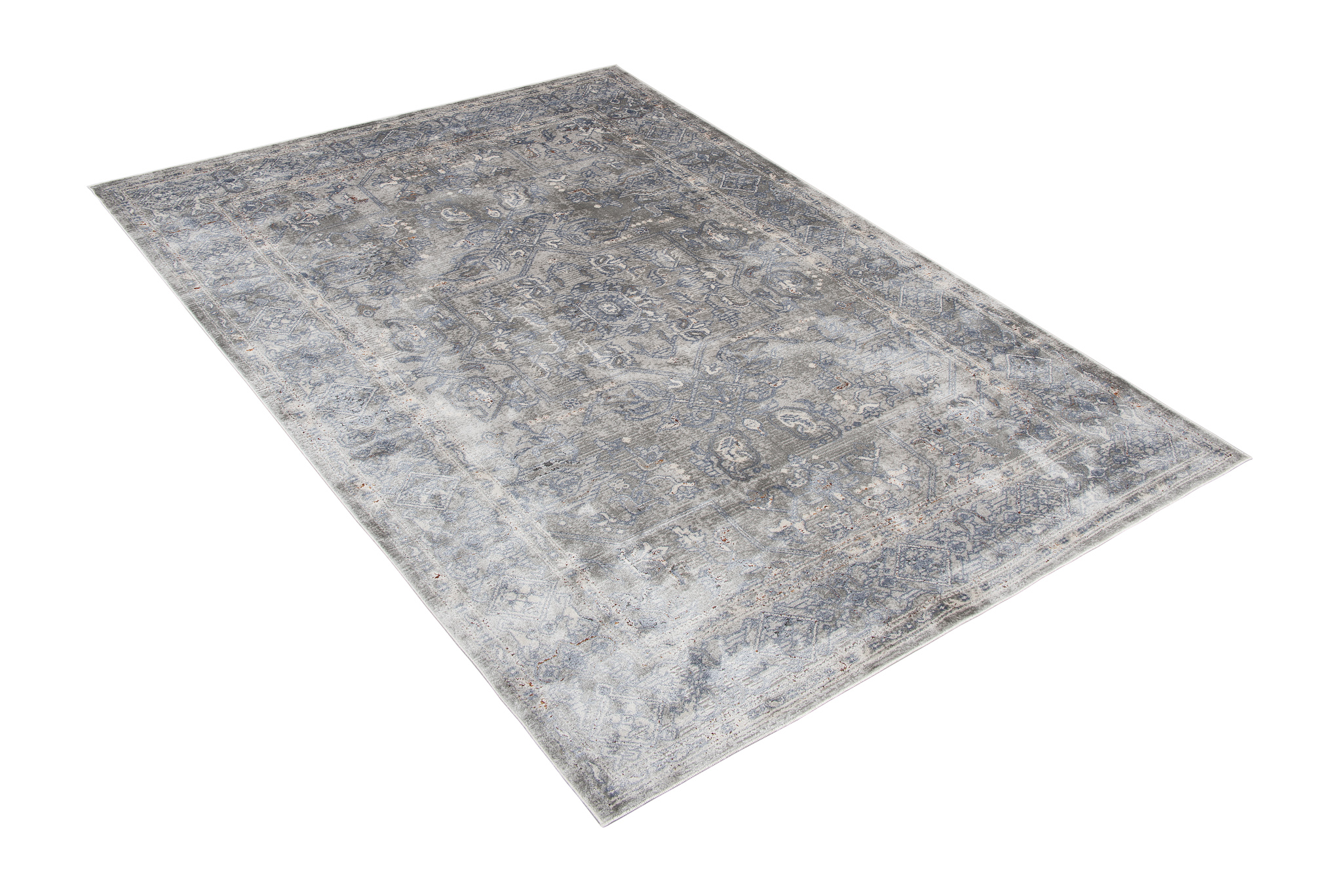 Alfombra clásica salón piso corto flores adornos gris crema ÖKOTEX - Imagen 21 de 57