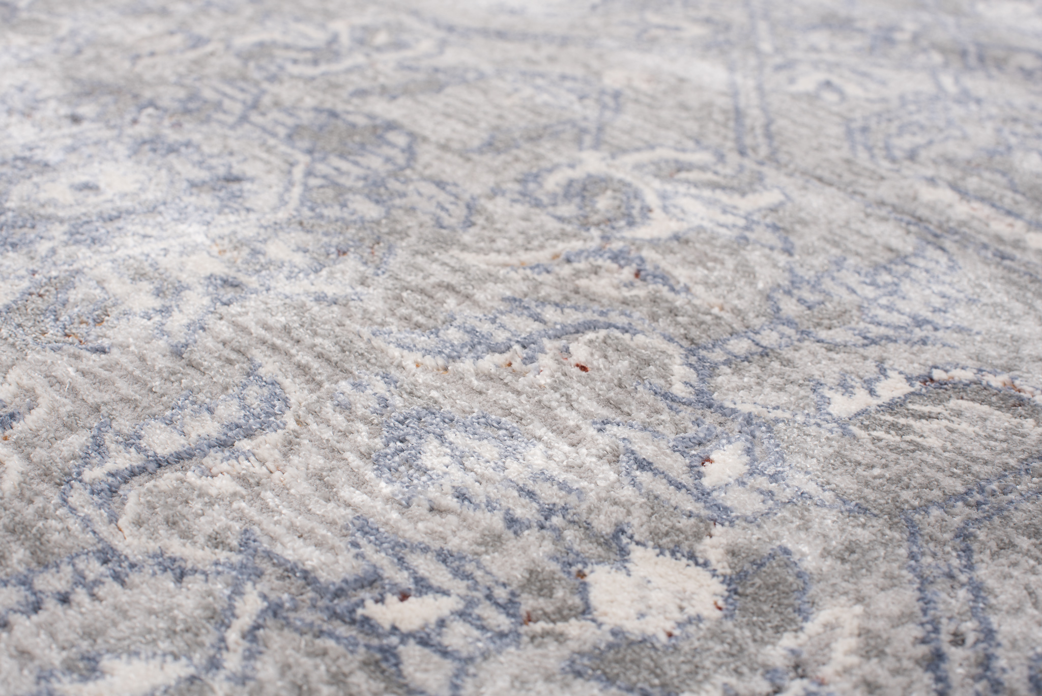 Alfombra clásica salón piso corto flores adornos gris crema ÖKOTEX - Imagen 14 de 57