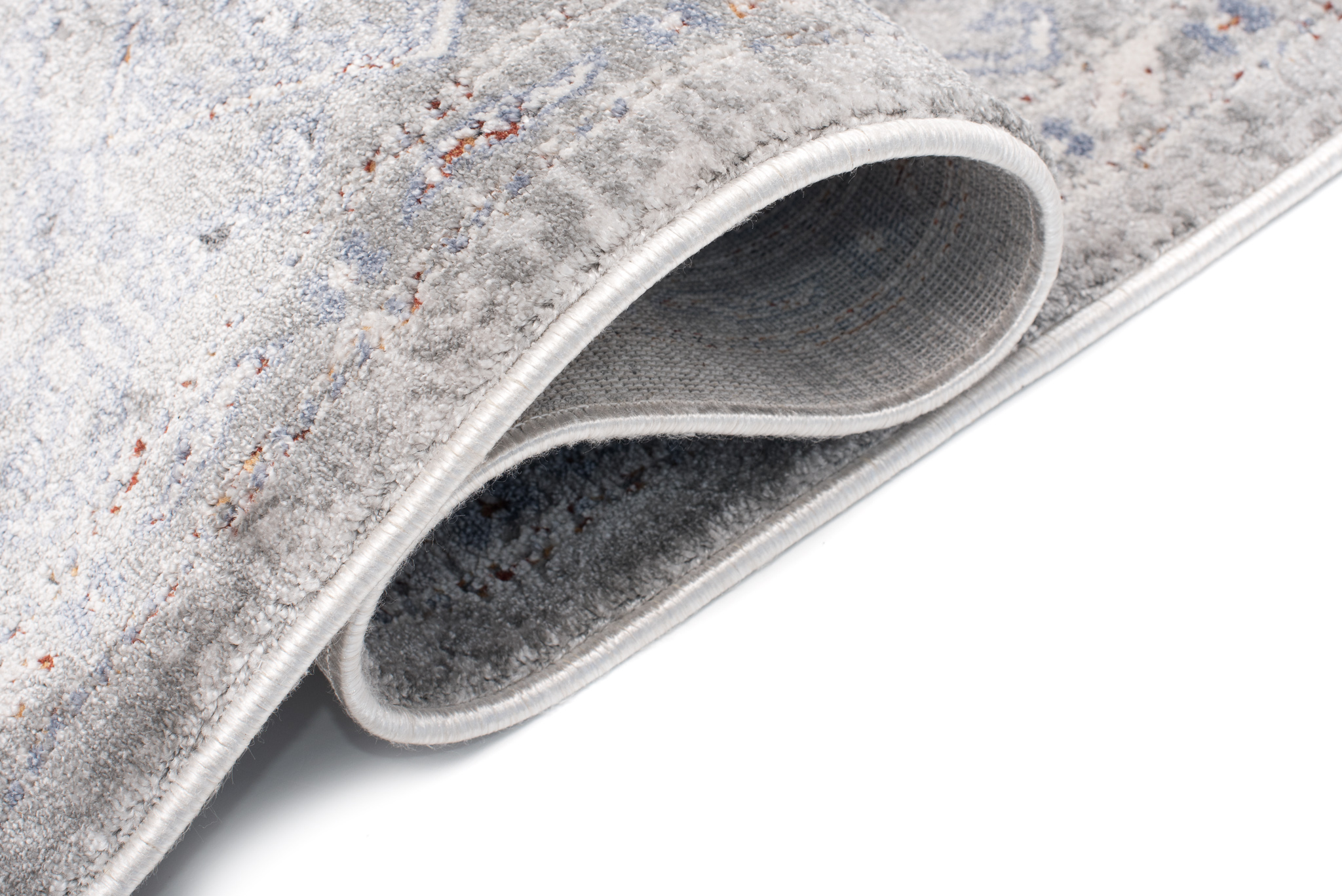 Alfombra clásica salón piso corto flores adornos gris crema ÖKOTEX - Imagen 15 de 57