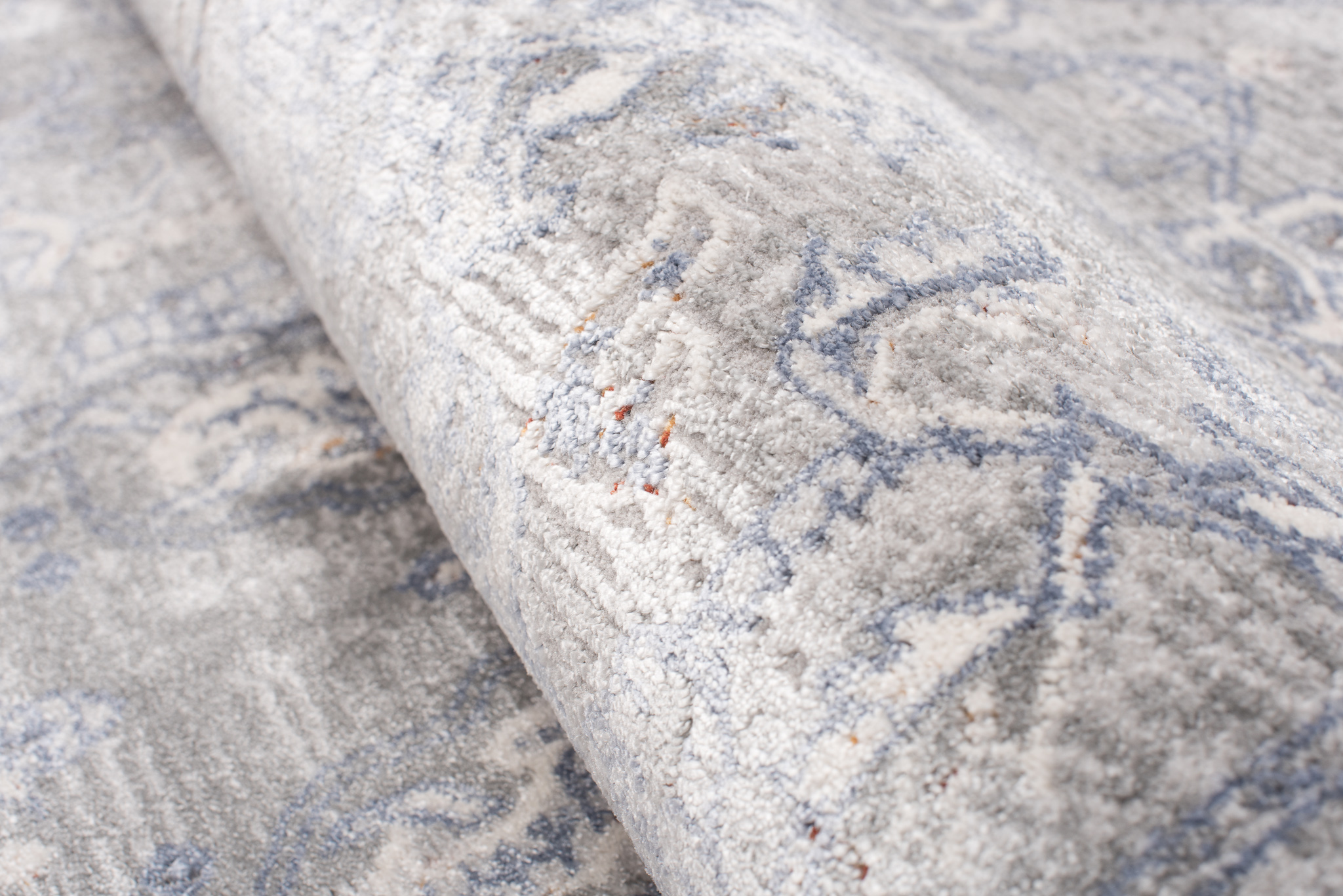 Alfombra clásica salón piso corto flores adornos gris crema ÖKOTEX - Imagen 18 de 57