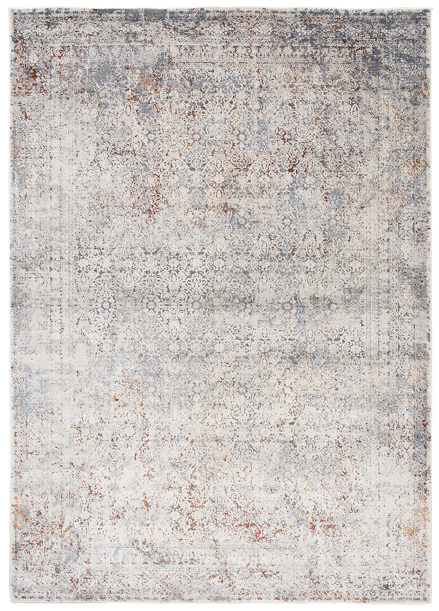 Alfombra clásica salón piso corto flores adornos gris crema ÖKOTEX - Imagen 50 de 57