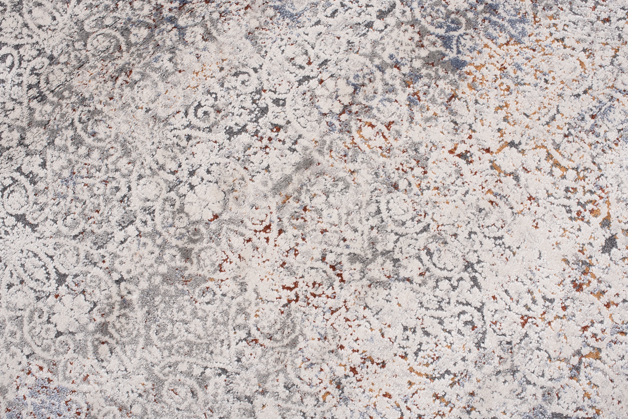 Alfombra clásica salón piso corto flores adornos gris crema ÖKOTEX - Imagen 51 de 57