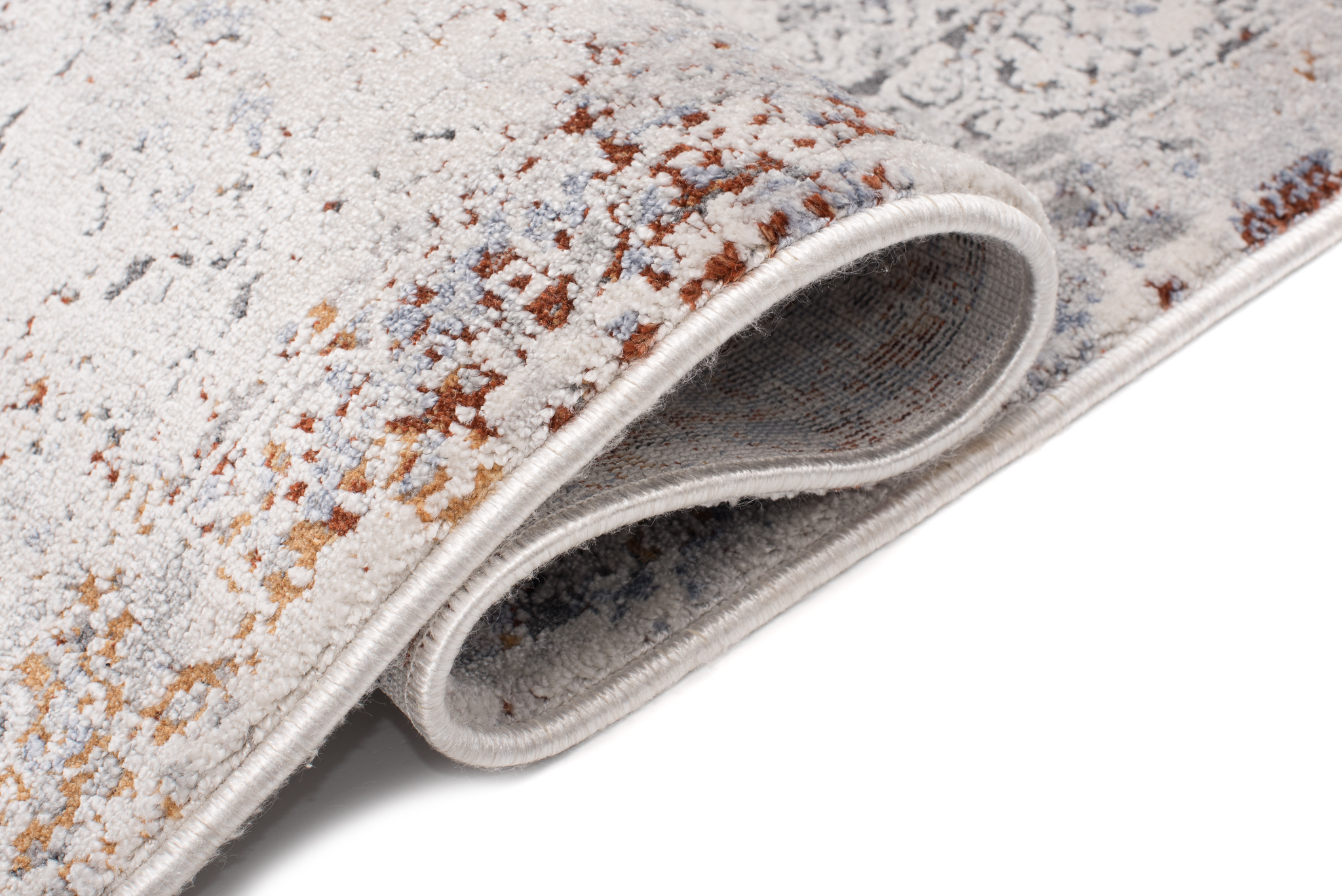 Alfombra clásica salón piso corto flores adornos gris crema ÖKOTEX - Imagen 52 de 57