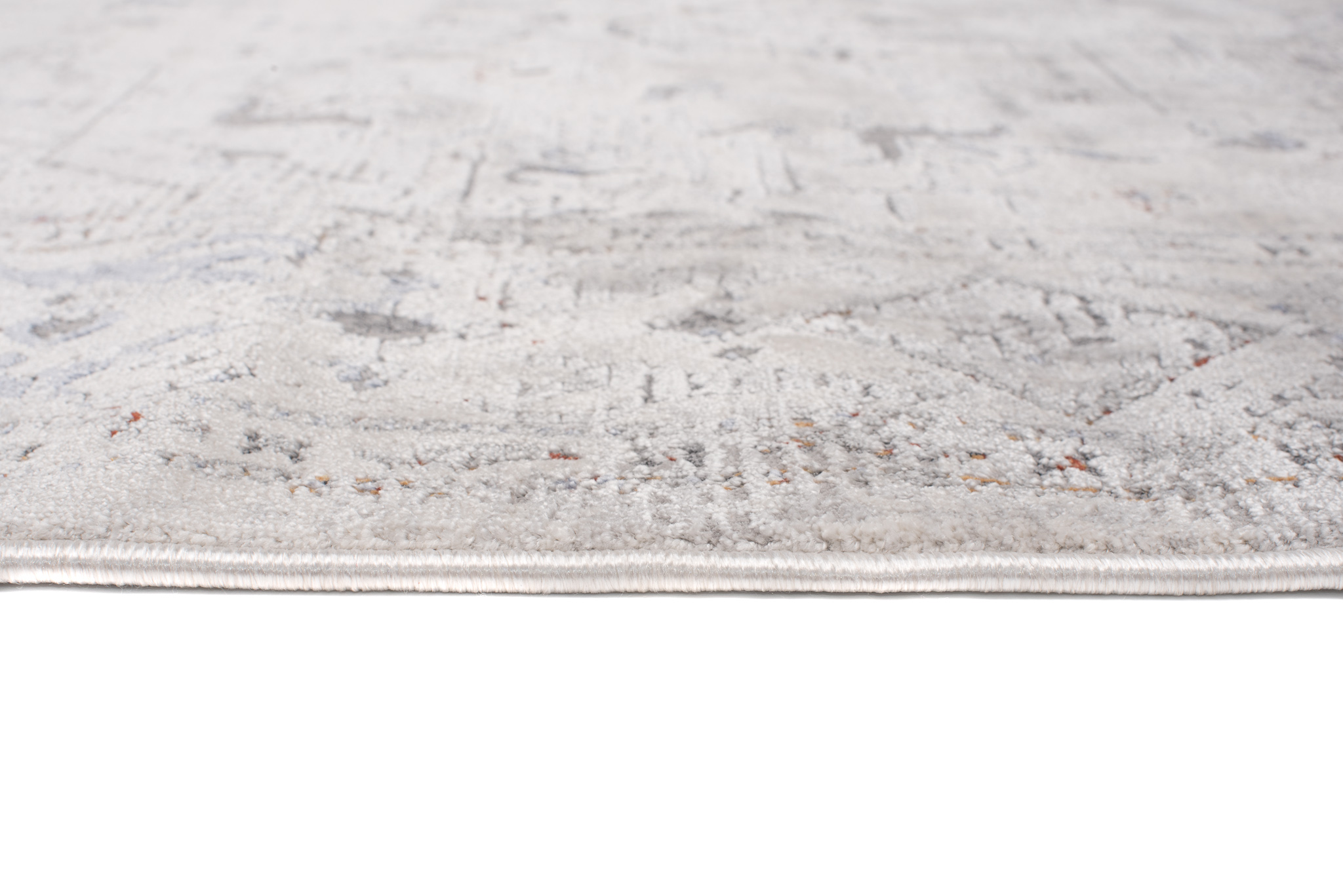Alfombra clásica salón piso corto flores adornos gris crema ÖKOTEX - Imagen 6 de 57