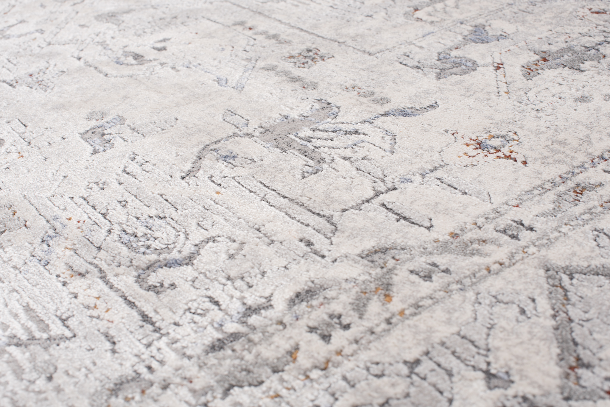 Alfombra clásica salón piso corto flores adornos gris crema ÖKOTEX - Imagen 9 de 57
