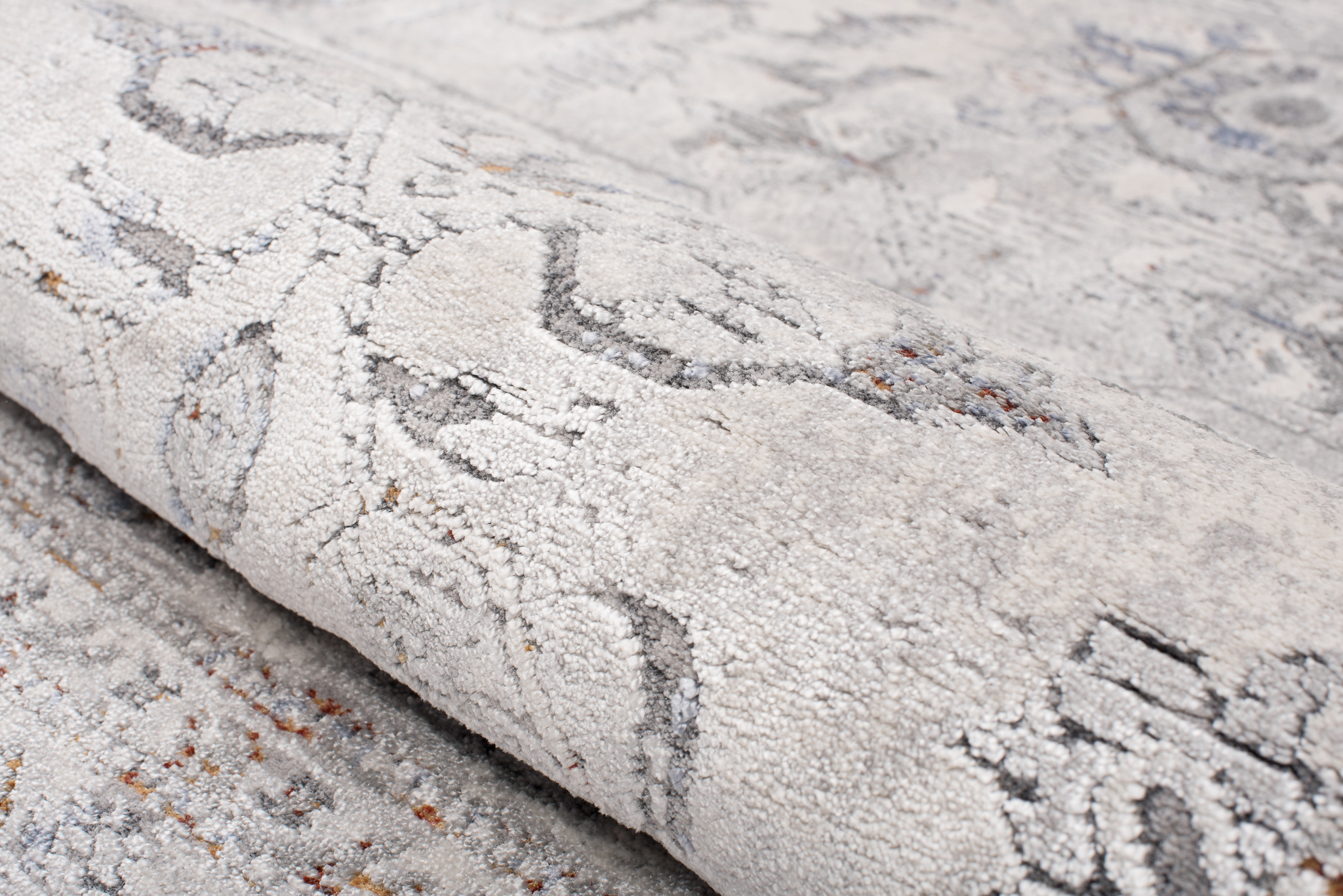 Alfombra clásica salón piso corto flores adornos gris crema ÖKOTEX - Imagen 8 de 57