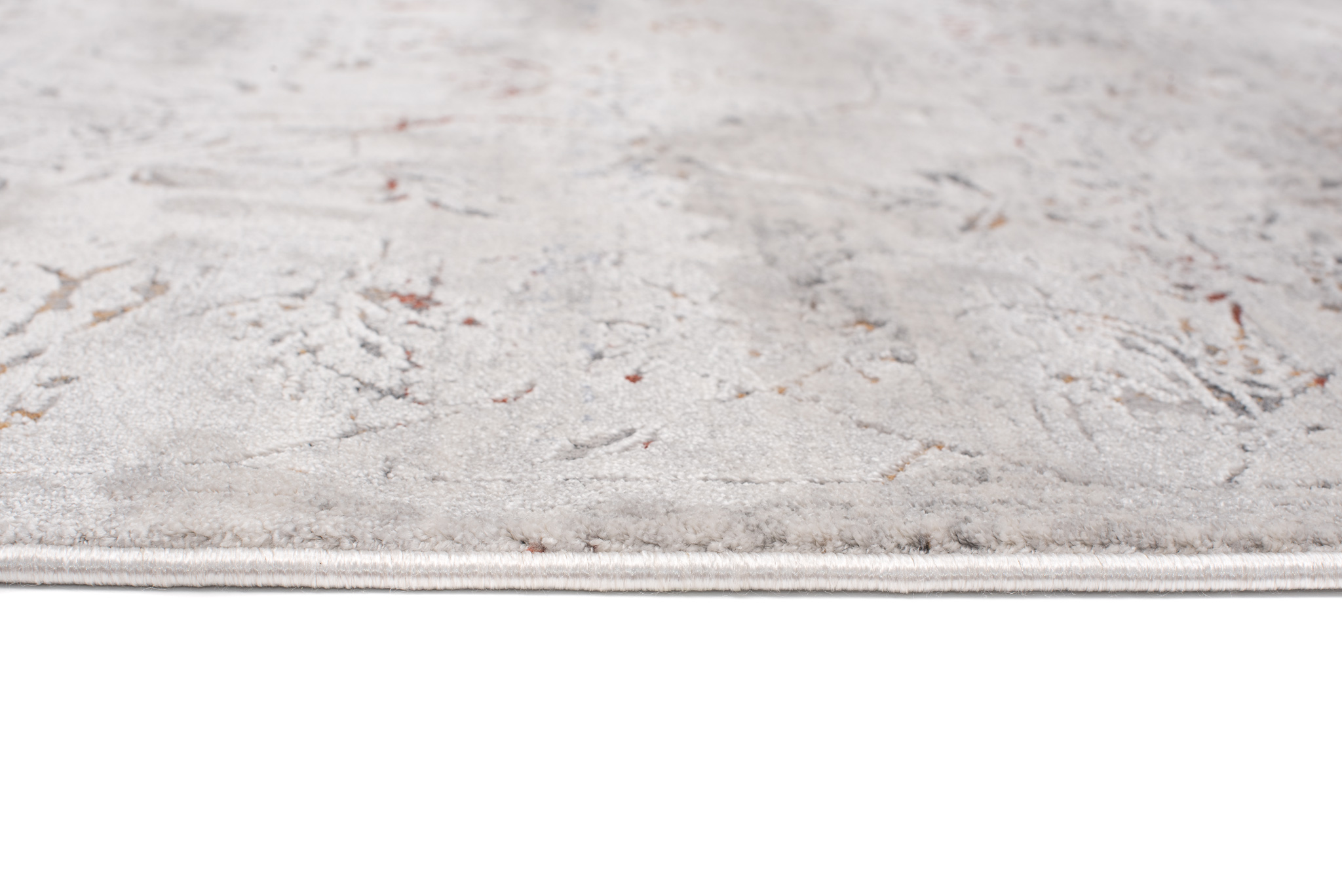 Alfombra clásica salón piso corto flores adornos gris crema ÖKOTEX - Imagen 35 de 57