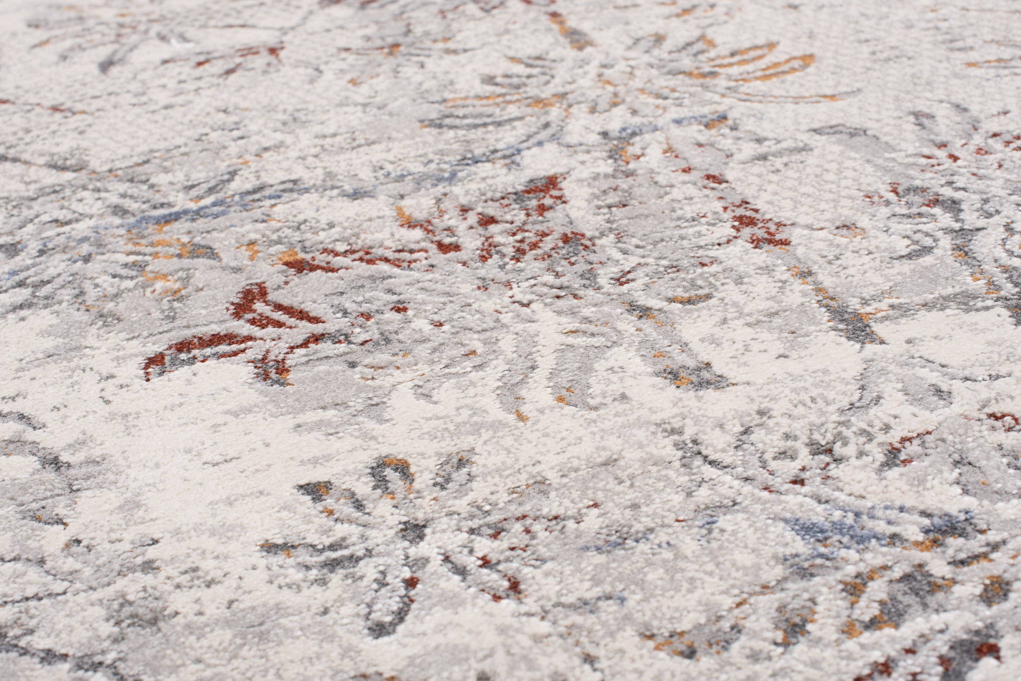 Alfombra clásica salón piso corto flores adornos gris crema ÖKOTEX - Imagen 33 de 57