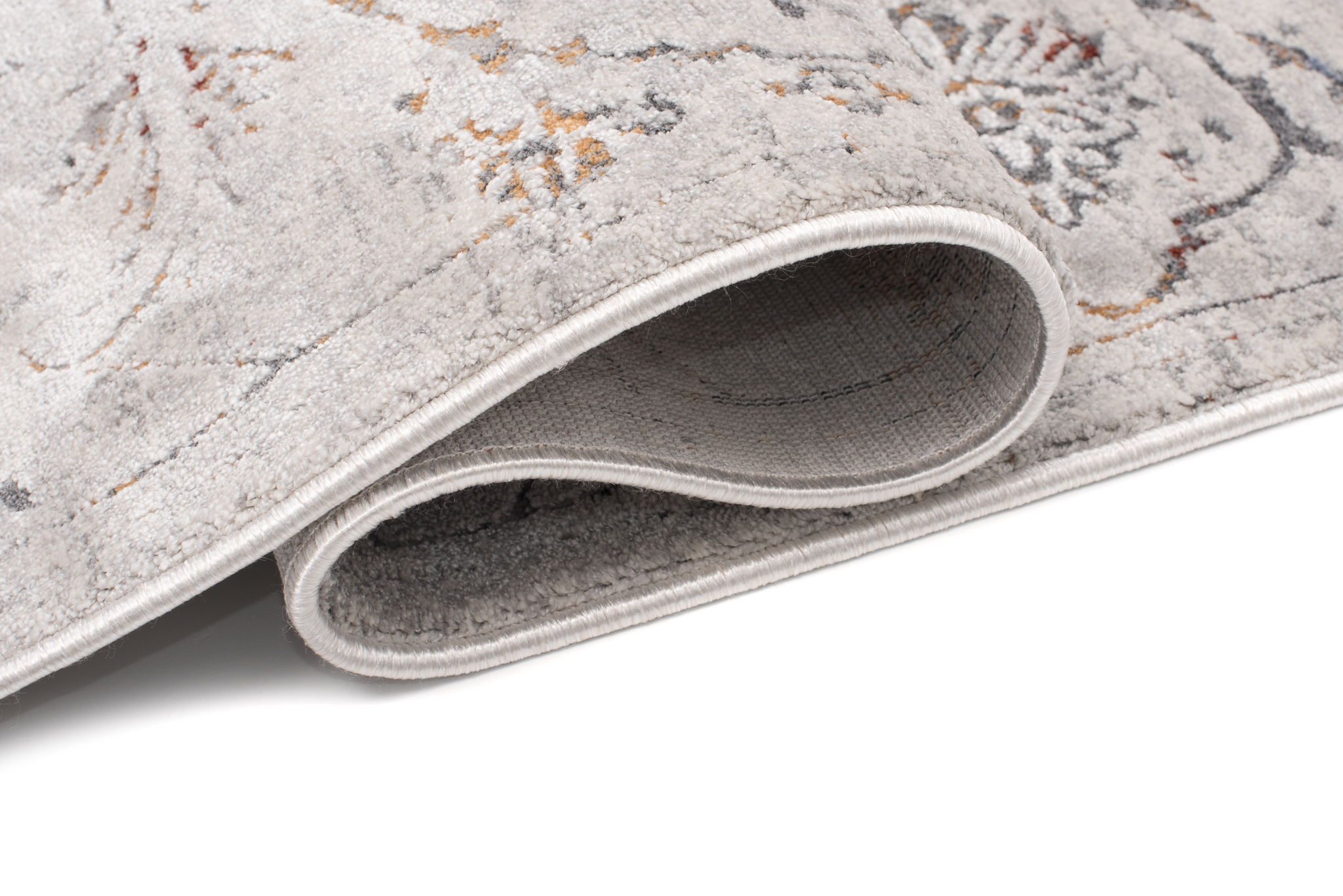 Alfombra clásica salón piso corto flores adornos gris crema ÖKOTEX - Imagen 34 de 57