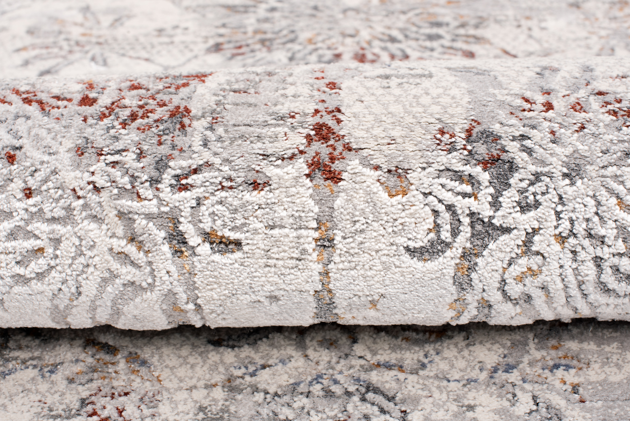 Alfombra clásica salón piso corto flores adornos gris crema ÖKOTEX - Imagen 36 de 57