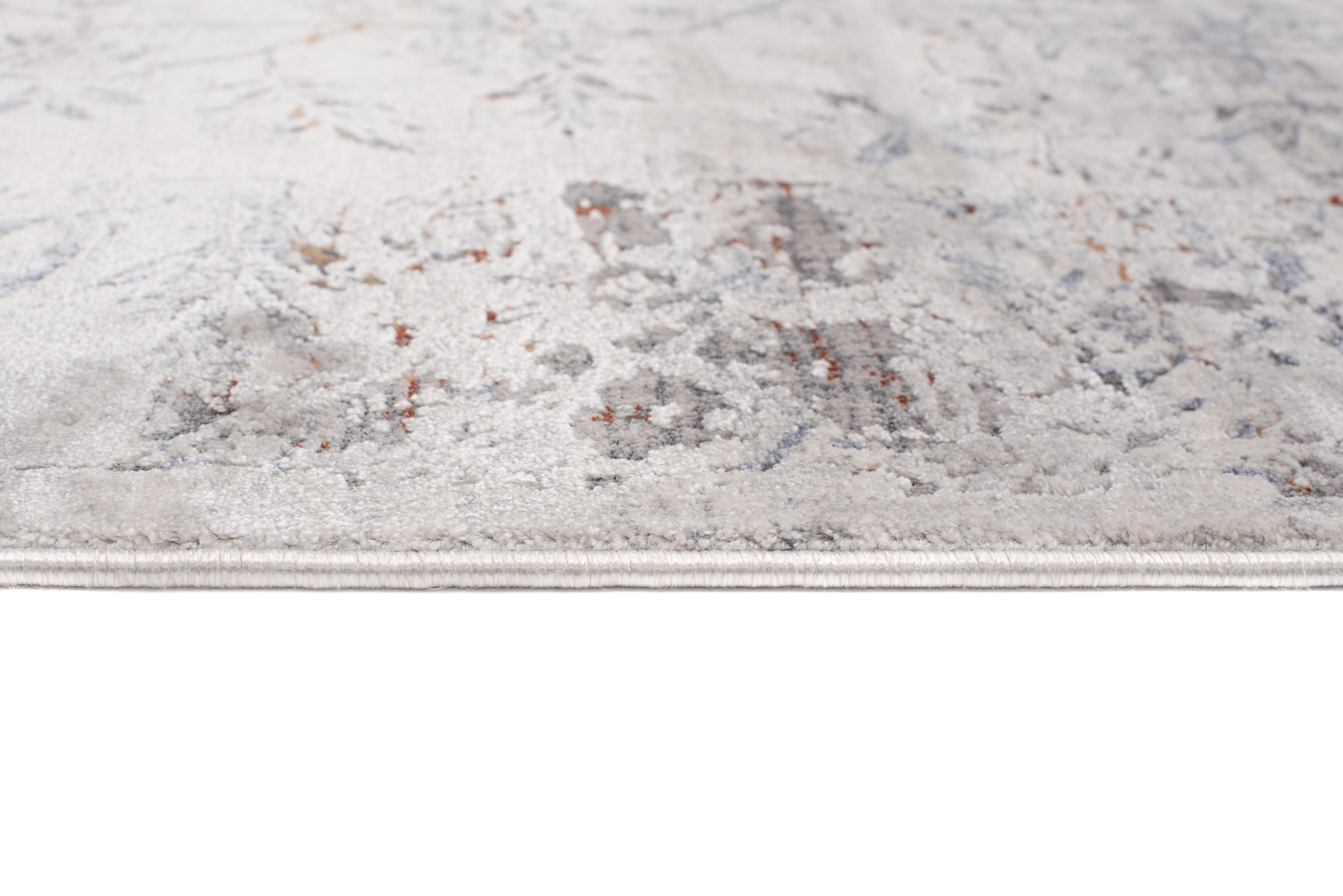 Alfombra clásica salón piso corto flores adornos gris crema ÖKOTEX - Imagen 26 de 57