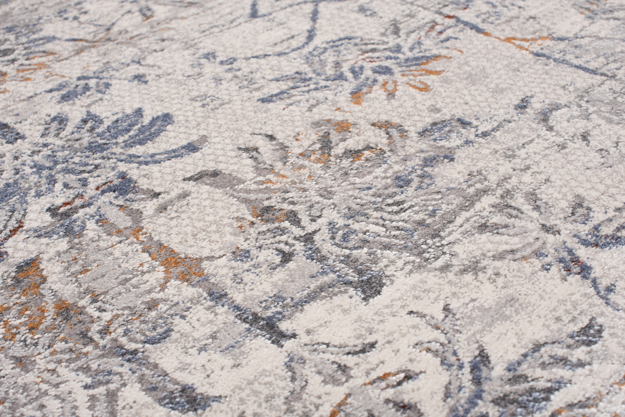 Alfombra clásica salón piso corto flores adornos gris crema ÖKOTEX - Imagen 24 de 57