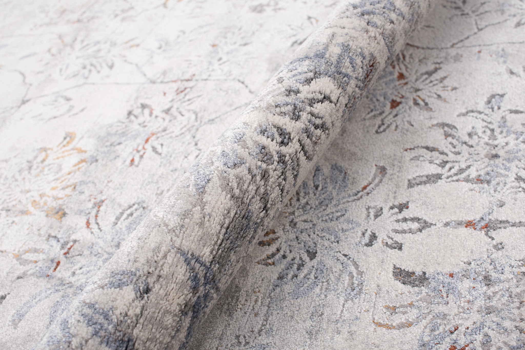 Alfombra clásica salón piso corto flores adornos gris crema ÖKOTEX - Imagen 28 de 57