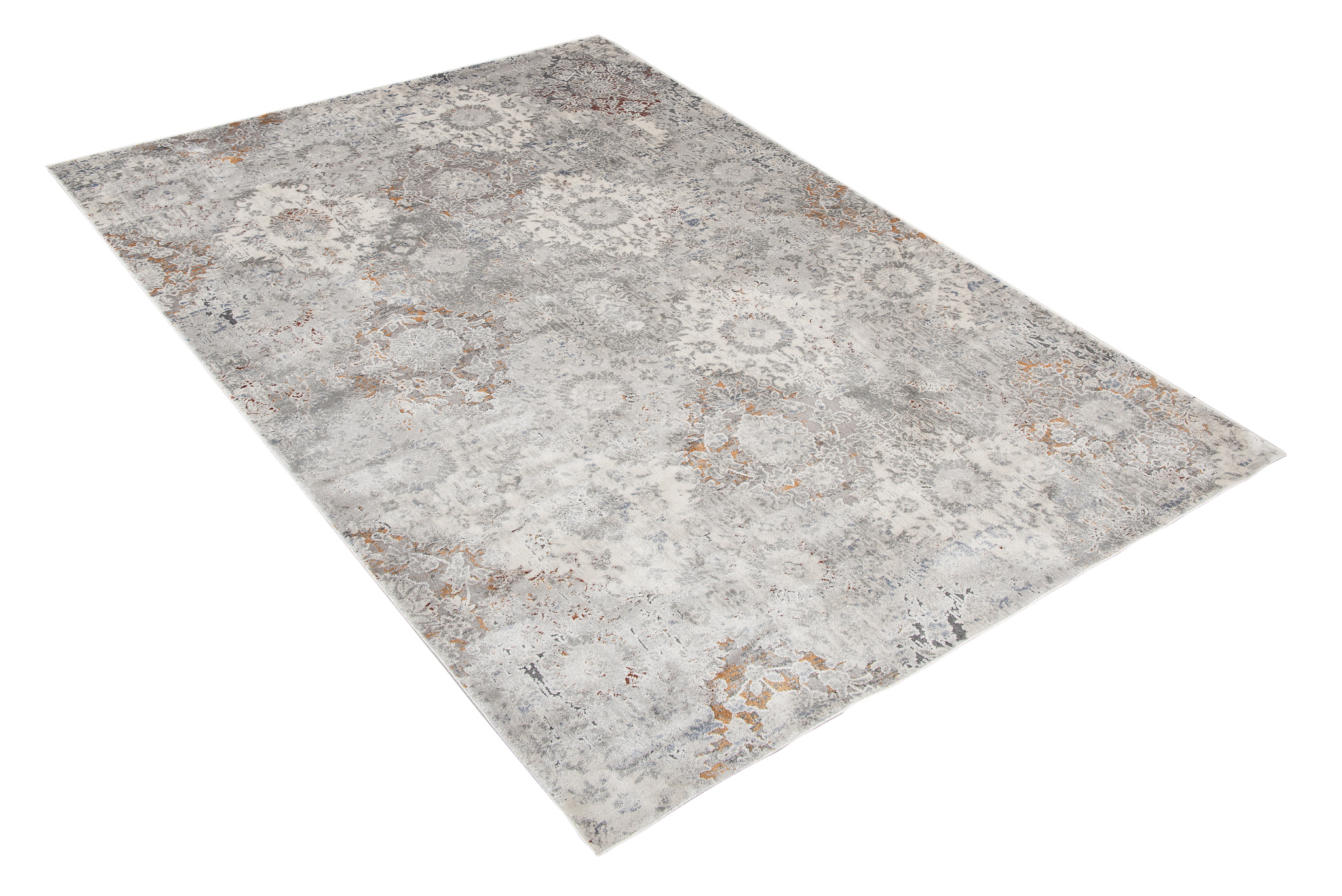 Alfombra clásica salón piso corto flores adornos gris crema ÖKOTEX - Imagen 48 de 57