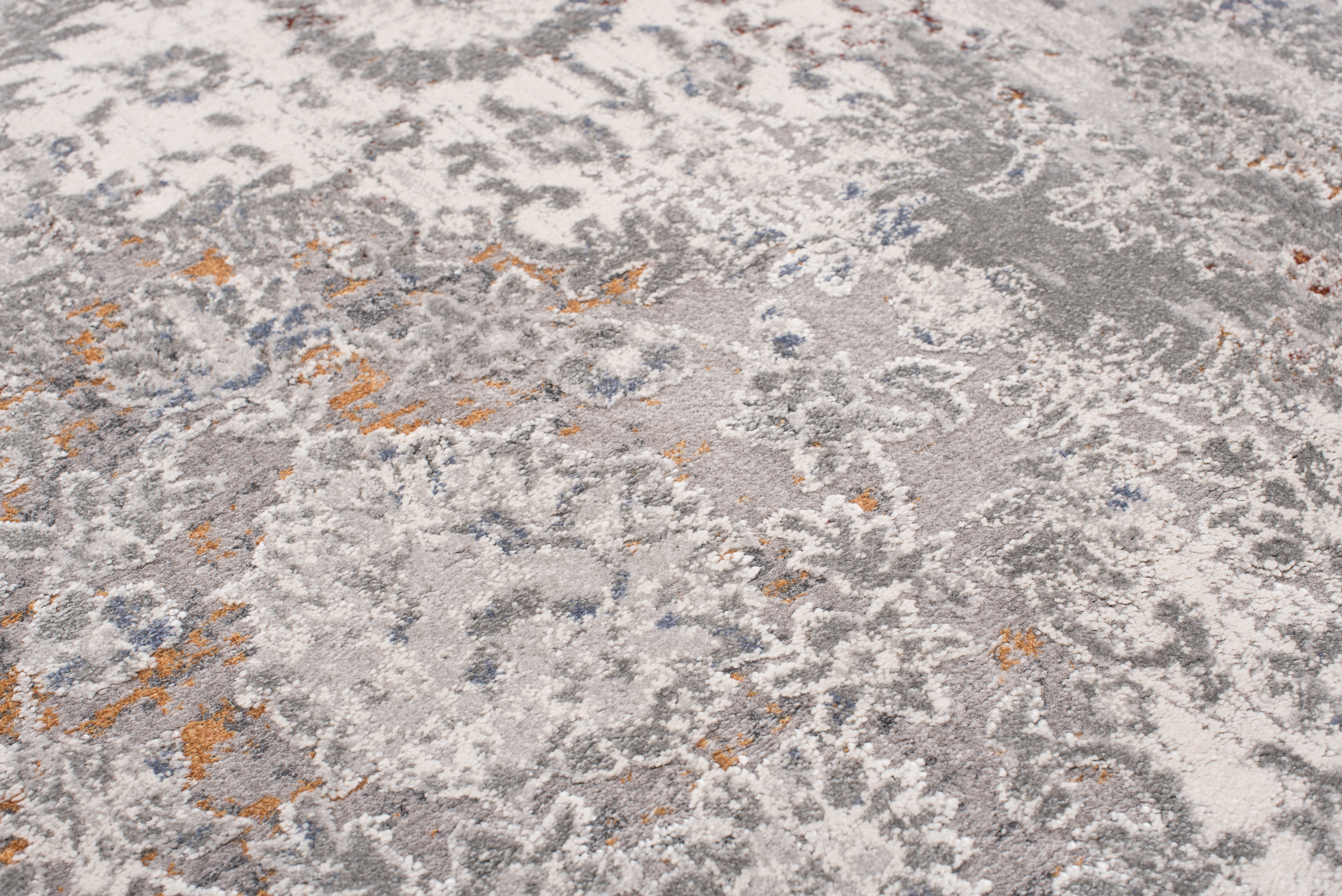 Alfombra clásica salón piso corto flores adornos gris crema ÖKOTEX - Imagen 42 de 57