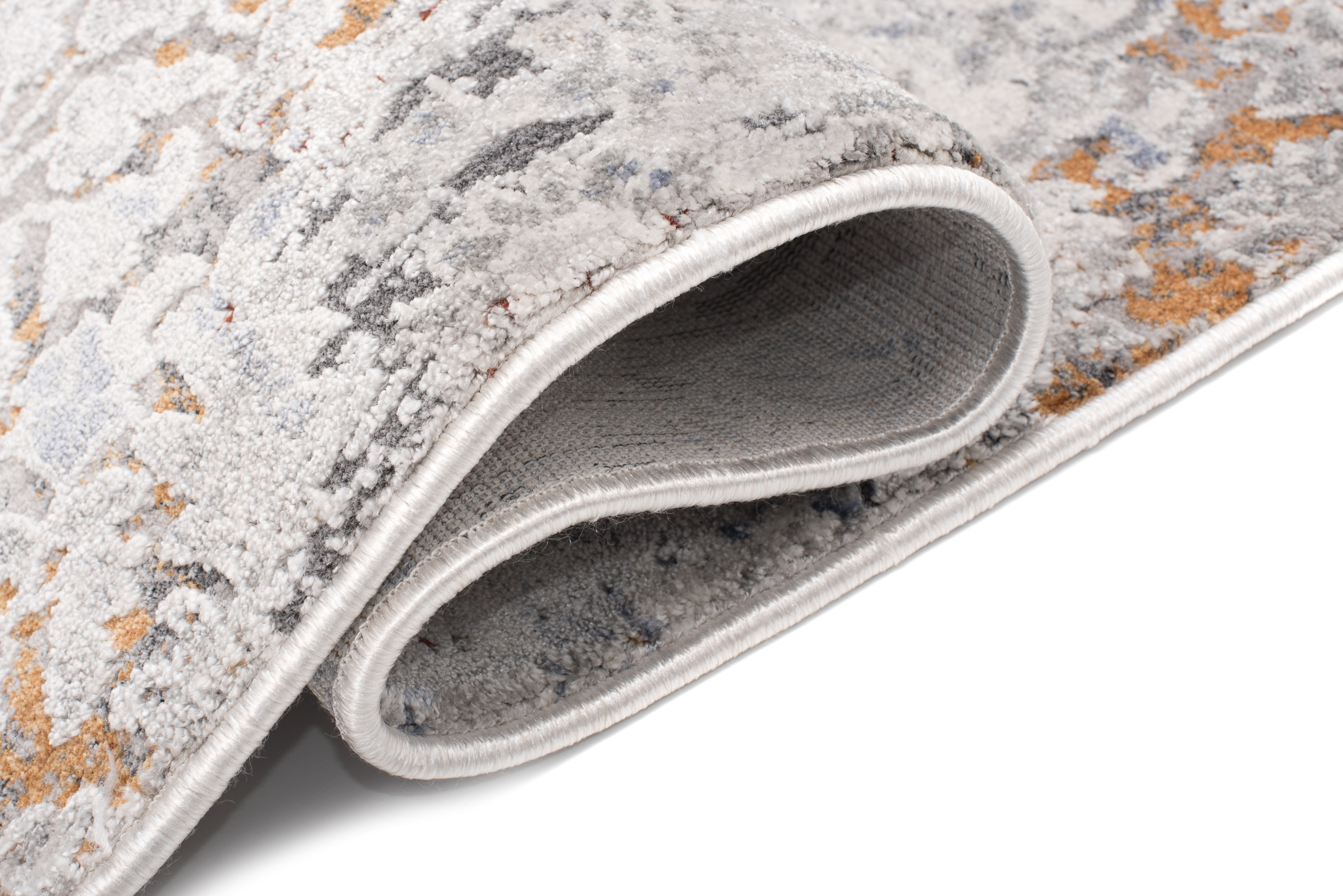 Alfombra clásica salón piso corto flores adornos gris crema ÖKOTEX - Imagen 43 de 57