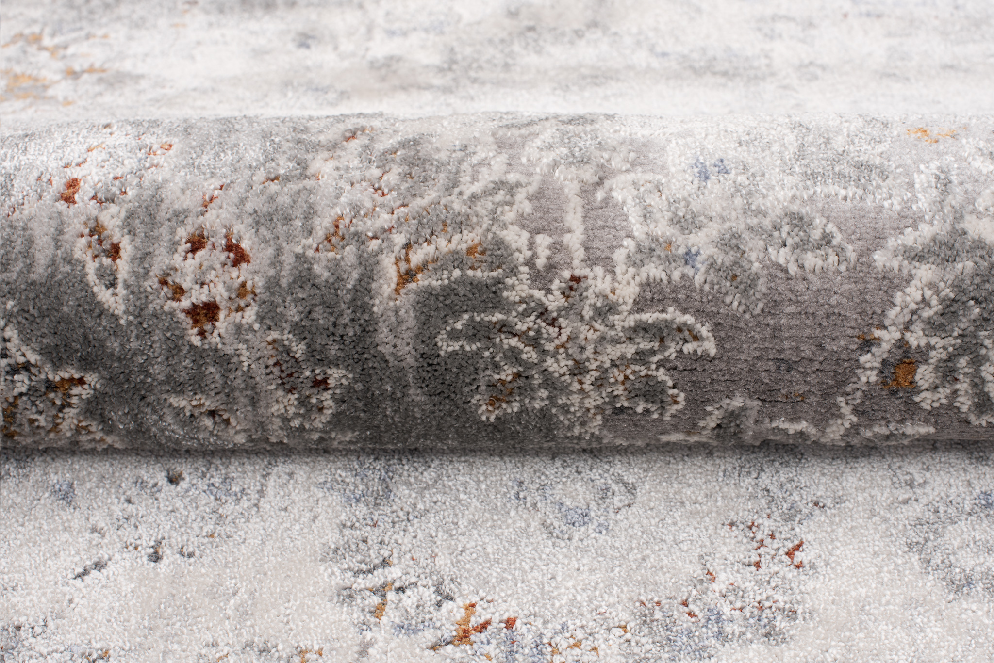 Alfombra clásica salón piso corto flores adornos gris crema ÖKOTEX - Imagen 45 de 57