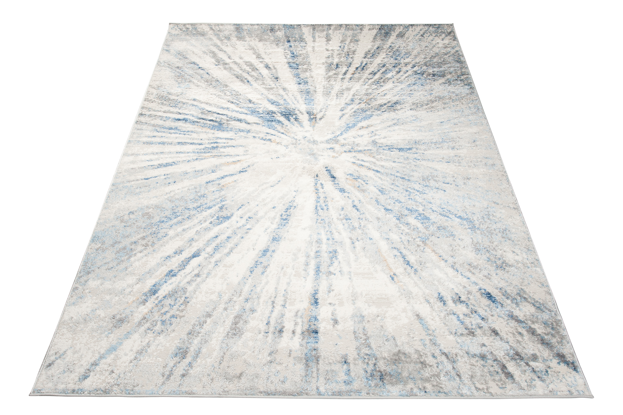 Teppich Kurzflor Grau Beige Blau Verwischt Abstrakt Wohnzimmer Schlafzimmer - Bild 20 von 22